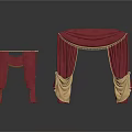 Red Gold Stage Curtain Decorations With Draped Fabric And Trim