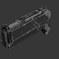 Futuristic Sci Fi Weapon 3D Rendered Handgun With Metallic Sleek Structure And Dark Purple Color