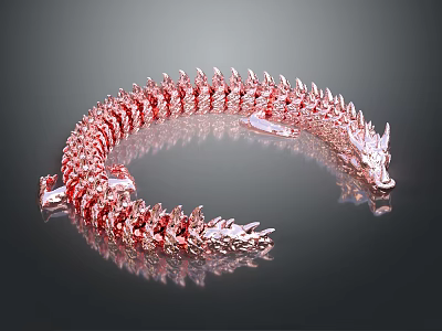 Shiny Red Dragon Spiked Coiled Necklace Featuring Dragon Head Design 3d model