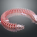 Shiny Red Dragon Spiked Coiled Necklace Featuring Dragon Head Design 3d model