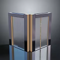 Modern L shaped Reception Desk With Glass Panels And Gold Metal Frame