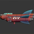 3D Rendered Red Rocket Models With Blue Fins And Checkered Patterns