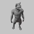 Anthropomorphic Wolf Like Game And Movie Character With Muscular Build And Gray White Fur