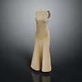 Elegant Champagne Sequined Sleeveless Evening Gown For Formal Events
