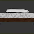 Comfortable Mattress With Patterned Surface On Wooden Bed Frame And White Pillow
