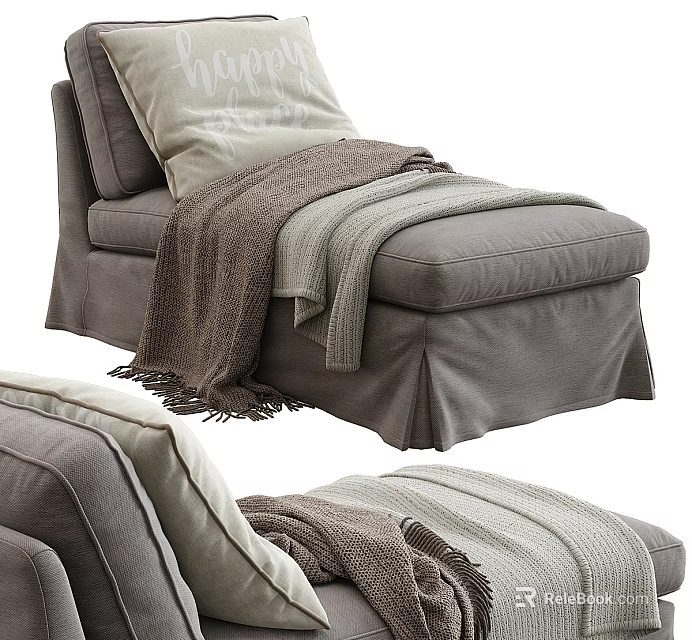 Cozy Gray Fabric Massage Bed With Soft Throw Blanket And Comfortable Pillow 3d model 
