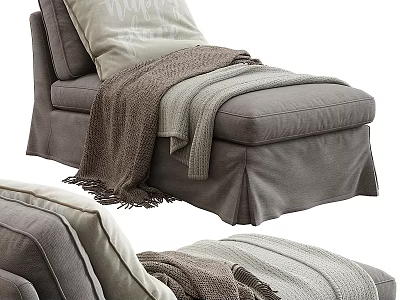 Cozy Gray Fabric Massage Bed With Soft Throw Blanket And Comfortable Pillow 3d model