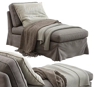 Cozy Gray Fabric Massage Bed With Soft Throw Blanket And Comfortable Pillow 3d model
