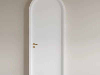 White Arch Doorway with Gold Door Handle against Light Colored Modern Interior Design 3d model