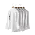 Casual White Black And Beige Long Sleeve Shirts Hanging On Wooden Hangers Multiple Pieces
