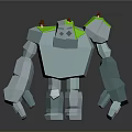 Low Poly Stone Monster Character With Green Shoulders And Brown Spikes