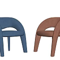 Modern Minimalist Dining Chairs With Curved Back Blue And Pink Upholstered Design