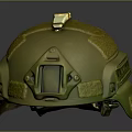 Green Tactical Military Helmet With Yellow Felt Pads Metal Fittings And Side Design