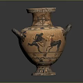 Traditional Painted Ceramic Vase With Decorative Handle And Ancient Style Colorful Patterns