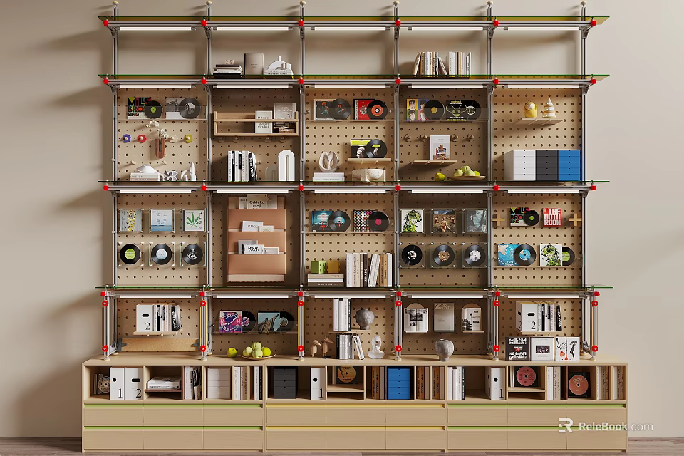 Industrial Metal Storage Shelf with Multiple Layers for Books Tools and Decorative Items 3d model 