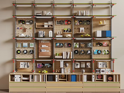 Industrial Metal Storage Shelf with Multiple Layers for Books Tools and Decorative Items 3d model