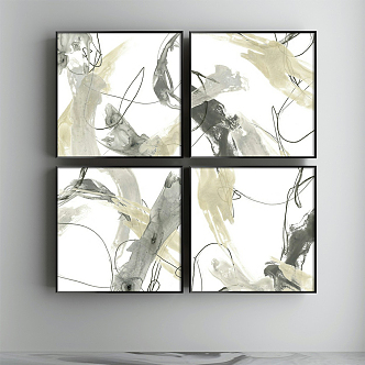 Modern abstract painting simple gray porch abstract decorative painting 3d model