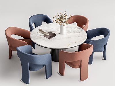 Modern Dining Table and Chair Combination Round Table and Chair Combination model