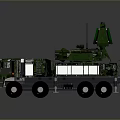 Green Military Armored Tank With Radar Antenna And Heavy Duty Wheels