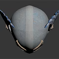 Decorative Metallic Helmet With Blue Silver Sheen And Winged Design 3d model
