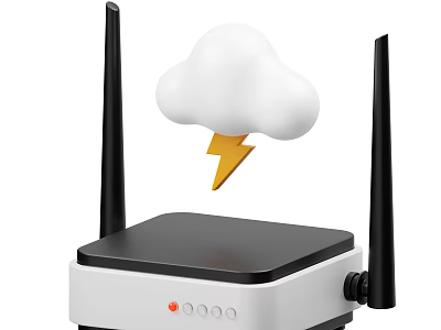 Smart Machine Router With Cloud Icon And Lightning Symbol For Network Connection 3d model