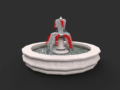 Decorative Multi Tiered Water Fountain With Stone Base And Flowing Water 3d model