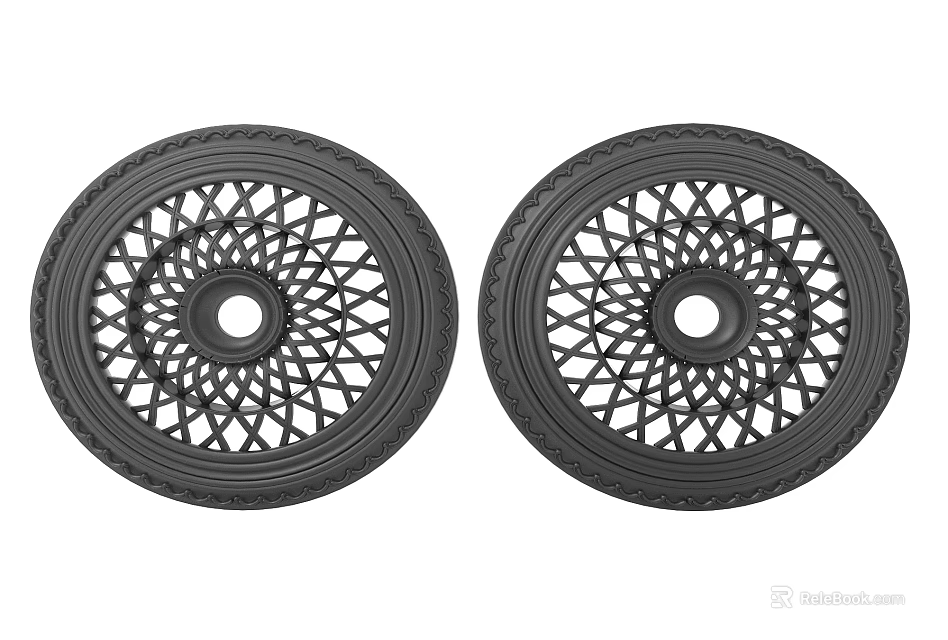 Carved Black Wheel Rims Showcasing Intricate Pattern Design For Automotive Use 3d model 