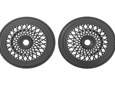 Carved Black Wheel Rims Showcasing Intricate Pattern Design For Automotive Use 3d model