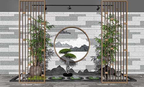 New Chinese style landscape sketch landscape sketch courtyard landscape 3d model