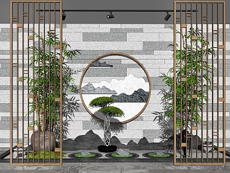 New Chinese style landscape sketch landscape sketch courtyard landscape 3d model