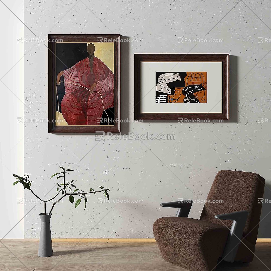 Jane European Retro Abstract Decorative Painting 3d model