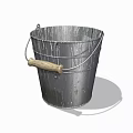 Rustic Metal Bucket With Wooden Handle For Daily Laundry Washing Supplies