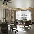 Warm Retro Integrated Living And Dining Room With Comfortable Furniture And Bright Natural Lighting