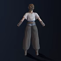 Woman With Braided Hair Wearing White Top Gray Pants And Wristbands Standing Pose