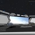 Modern Audi Car Display Area With Large Screen Lighting And Blue Gold Vehicles