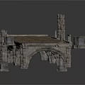 Ancient Stone Bridge Architectural Components With Arched Supports And Stone Railings
