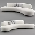 Modern White Curved Sectional Sofa With Comfortable Gray Cushions Design 3d model