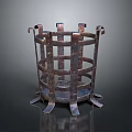 Vintage Metal Decorative Basket With Hollow Grid Design And Support Legs