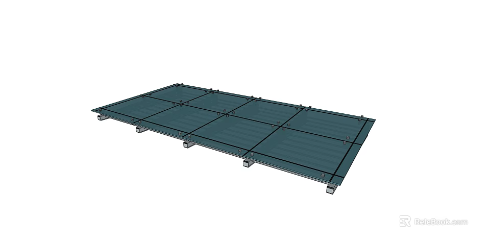Durable Green Square Panel Canopy With Metal Support Brackets Outdoor Shade Structure 3d model