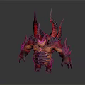 Game Movie Character Red Spiked Demonic Monster With Horns Winged Muscular Fierce Body