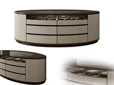 Modern Round Jewelry Cabinet With Wooden Frame And Storage Drawers For Accessories 3d model