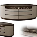Modern Round Jewelry Cabinet With Wooden Frame And Storage Drawers For Accessories
