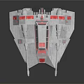 Futuristic 3D Spacecraft Model With White And Red Aerospace Design For Space Exploration