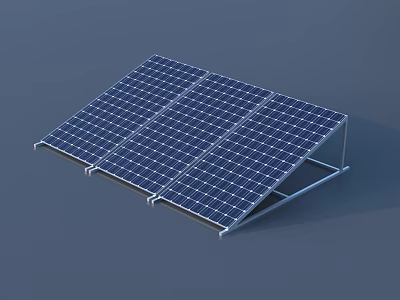 Solar Panel Array With Tilted Panels And Metal Frame Support Structure 3d model