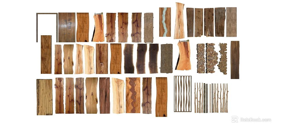 Collection Of Natural Stone And Wood Materials With Different Textures And Patterns For Decoration 3d model 