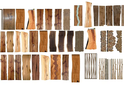 Collection Of Natural Stone And Wood Materials With Different Textures And Patterns For Decoration 3d model