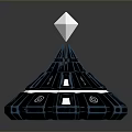 Futuristic Cosmic Spacecraft Structure With Purple Diamond Top And Blue Tech Design