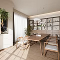 Modern Hotel Guest Room With Twin Beds White Curtains Wall Painting And Wooden Flooring