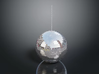 Silver Disco Ball Hanging Decorative Light with Mirror Surface Reflective Design 3d model