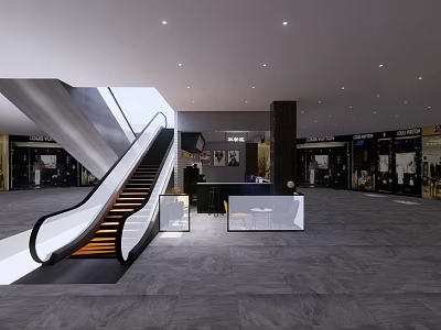 Modern Storefront Design In Shopping Mall With Glass Facade And LED Lighting 3d model